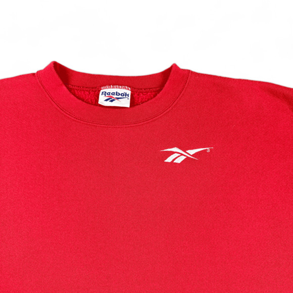 Vintage Reebok Sweater Adult MEDIUM Red Sweatshirt Pullover Chest Logo 80s - Picture 2 of 7